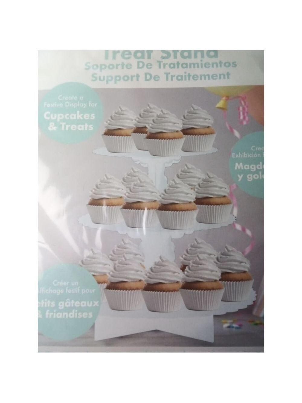 White 3 Tier Treat Stand, set of 3, 11.5" by 11.75" - Picture 2 of 4